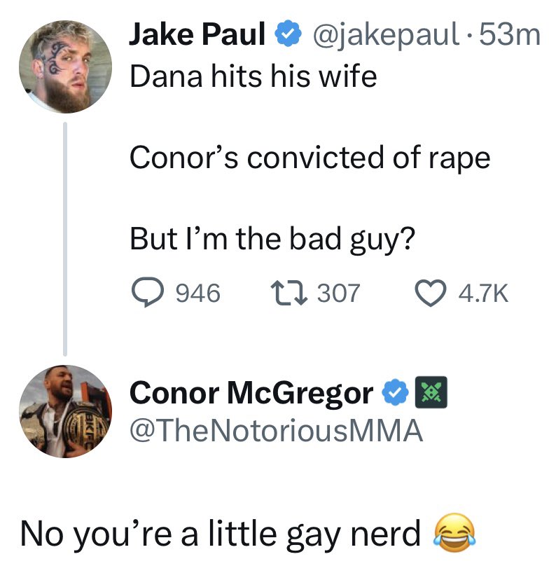 Conor McGregor responds to Jake Paul...

(h/t <a href="/MichaelBensonn/">Michael Benson</a>) #UFC #MMA