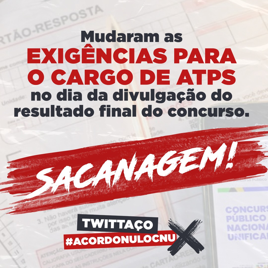Quase 5 milhões aos cofres públicos, é o que custará não seguir o edital de um concurso e mudar as regras do jogo no último dia. #AcordoNuloCNU