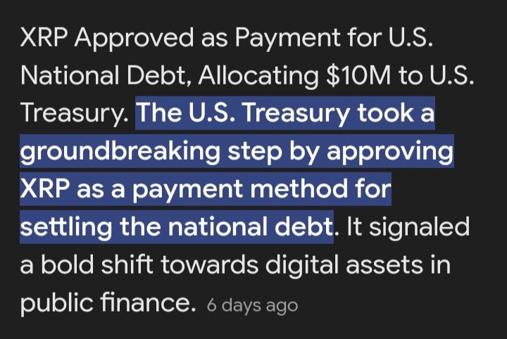 WOW! 💥

IS THIS TRUE? 👀 

#XRP TO PAY OFF NATIONAL DEBT? 💰