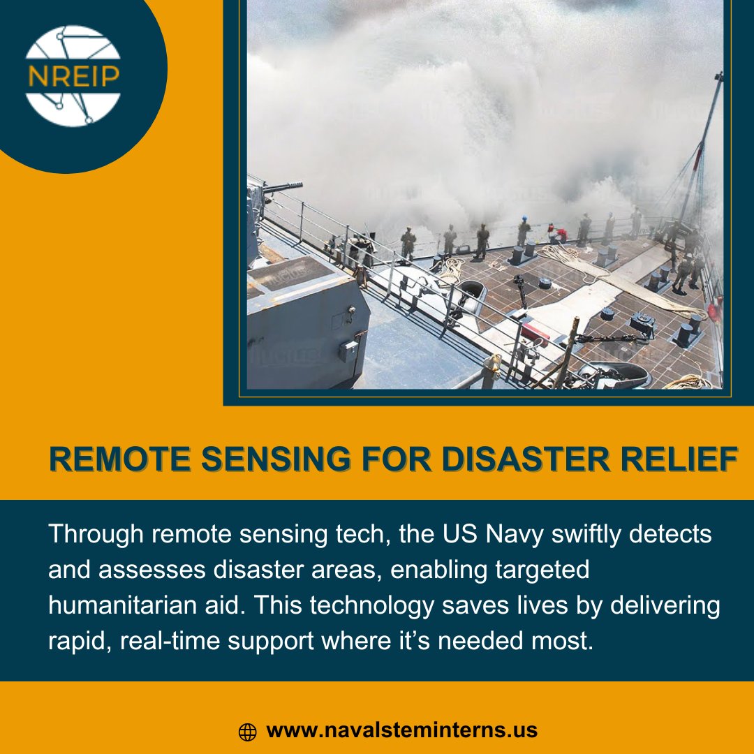 navysteminterns's tweet image. When disaster strikes, the Navy’s technology steps up. Remote sensing empowers the US Navy to pinpoint affected areas and deliver life-saving aid faster than ever. With eyes in the sky, relief is never far away.
#USNavy #DisasterRelief #HumanitarianTech #RemoteSensing