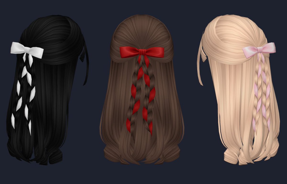 hair collab w/ <a href="/vuriae/">vuri</a> ! i made the hair, vuri did the bow, braids and bangs! comes in 4 hair colors and 4 ribbon colors. 

buy here:
roblox.com/communities/12…

#ROBLOX #RobloxDev #3dart #UGCcreator