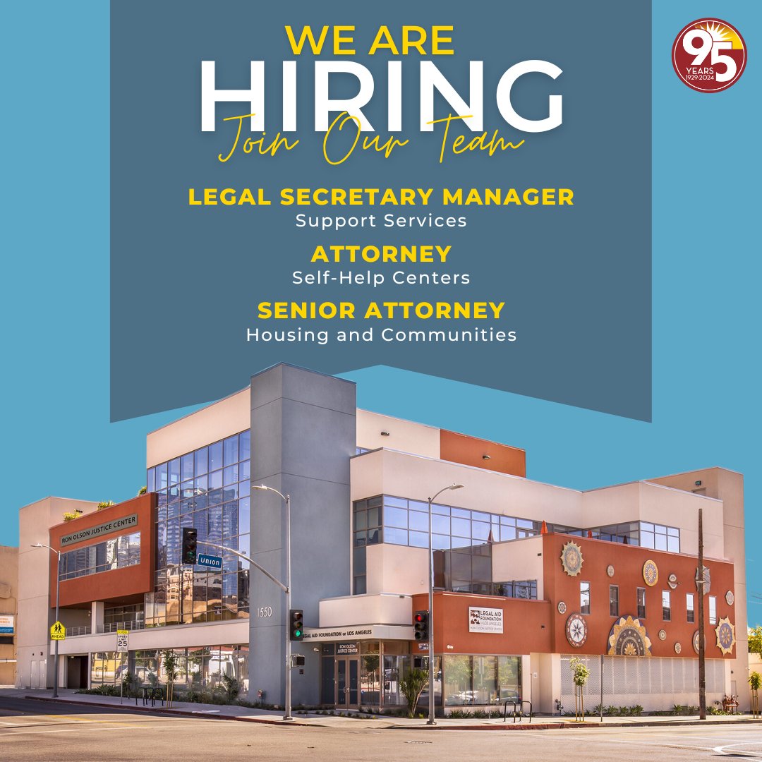 💼LAFLA is #Hiring! Interested in being part of an organization that protects and advances the rights of the most underserved?

⚖️ Apply now and join our expert team of attorneys, paralegals, and support staff! Check out our job openings at the 🔗 in our bio!