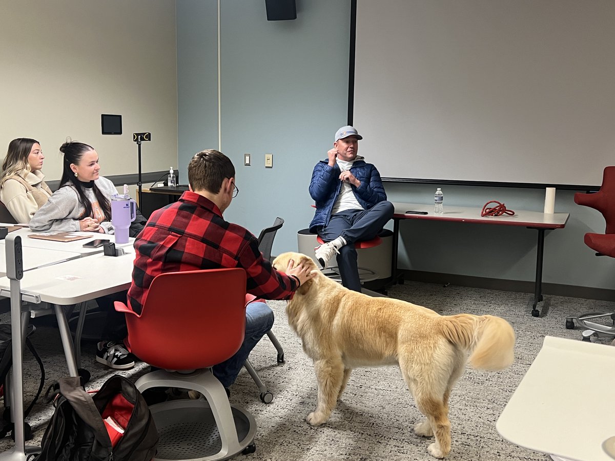 Nicole_Kraft's tweet photo. Privileged today to welcome #buckeye @KirkHerbstreit  home to share advice, experiences and stories with our 
@OhioStateComm friends, but I think Peter might have stolen the show. Once again, there is no place like @OhioState. https://t.co/DBwSwHEP7a