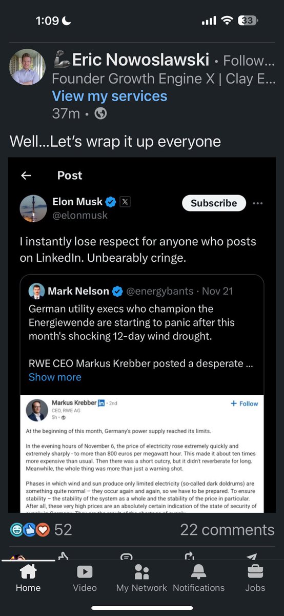 <a href="/elonmusk/">Elon Musk</a> They're already posting about this on LinkedIn. 😂