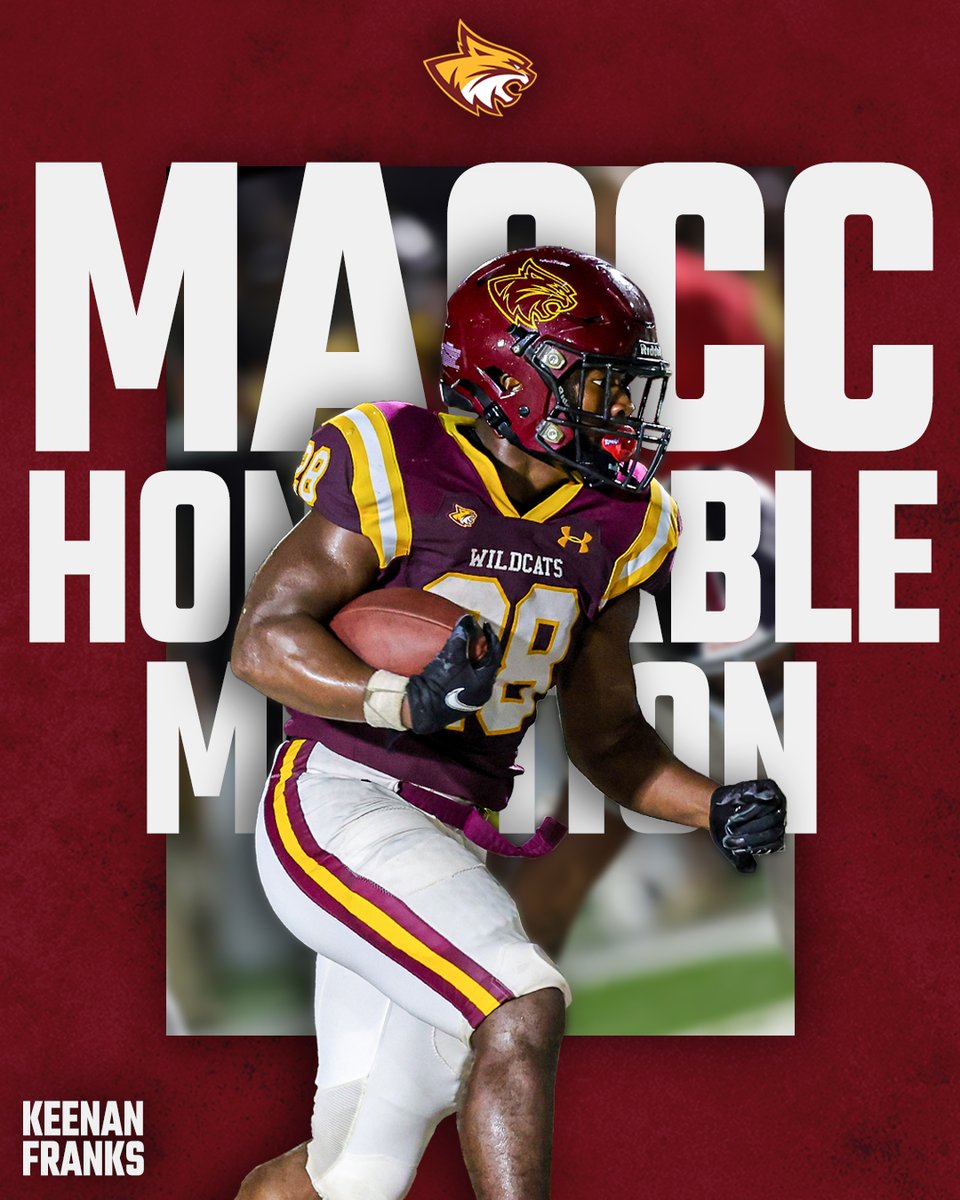 PRCC Athletics (@prccathletics) on Twitter photo A team-high 531 rushing yards, five yards per attempt and three touchdowns on the year for Keenan Franks (<a href="/Keenancats3/">Keenan “K3️⃣” Franks</a>)! He also had three consecutive games with at least 100 yards rushing!
He takes home All-MACCC Honorable Mention honors!
#RRR🐾 A team-high 531 rushing yards, five yards per attempt and three touchdowns on the year for Keenan Franks (<a href="/Keenancats3/">Keenan “K3️⃣” Franks</a>)! He also had three consecutive games with at least 100 yards rushing!
He takes home All-MACCC Honorable Mention honors!
#RRR🐾
