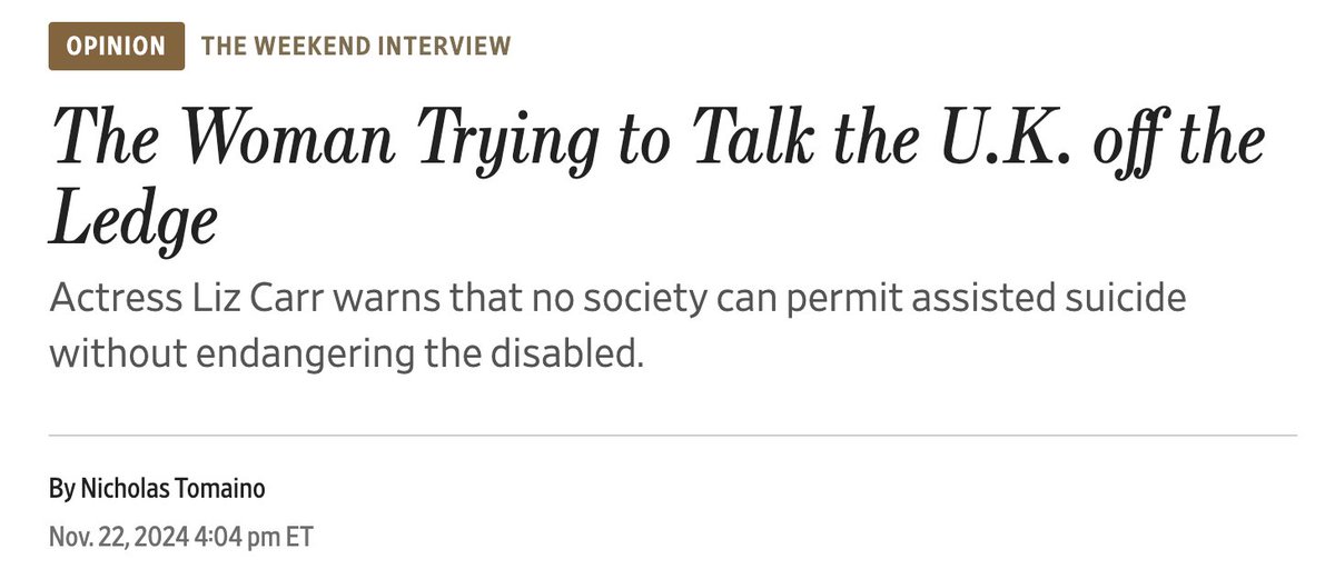 nicholastomaino's tweet image. A weekend interview with @thelizcarr on Britain's attempt to legalize assisted suicide: