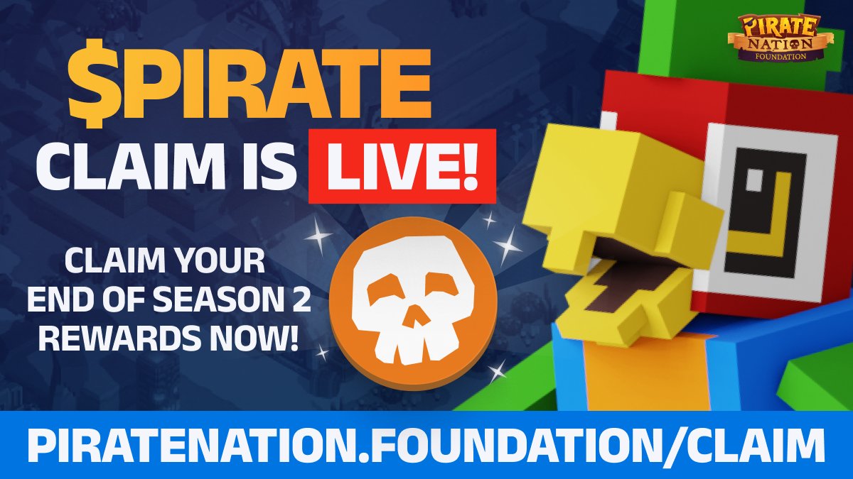 PirateNationFDN's tweet image. The $PIRATE rewards claim for Season 2 is now live.

You can claim &amp;amp; stake in a single transaction to earn a one-time bonus +150% multiplier, to earn more @ProofOfPlay Points.

Claim here: piratenation.foundation