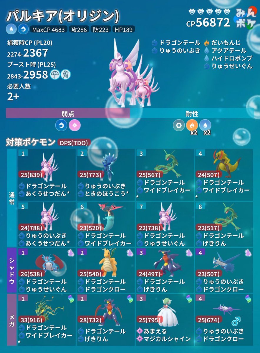 pokemongo_db's tweet photo. 対策ポケモン

・ディアルガ(オリジン)
・パルキア(オリジン)
・ストリンダー(ハイ)
・ストリンダー(ロー) https://t.co/2hInHYpTUO