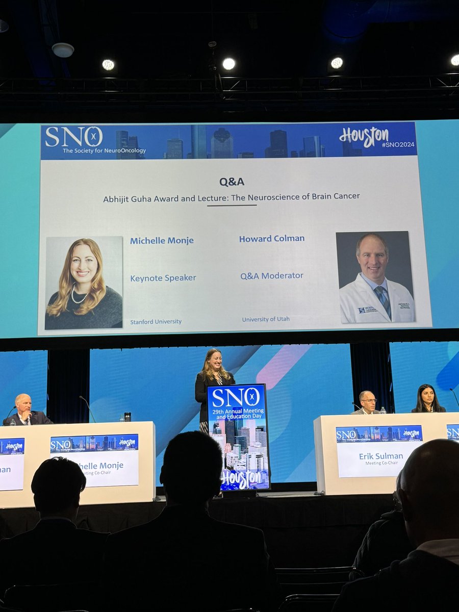 mbkeough's tweet photo. Tour de force presentation by my former mentor @michelle_monje for the Abhijit Guha Award and Lecture! #SNO2024 #cancerneuroscience https://t.co/QFS34aRNRK