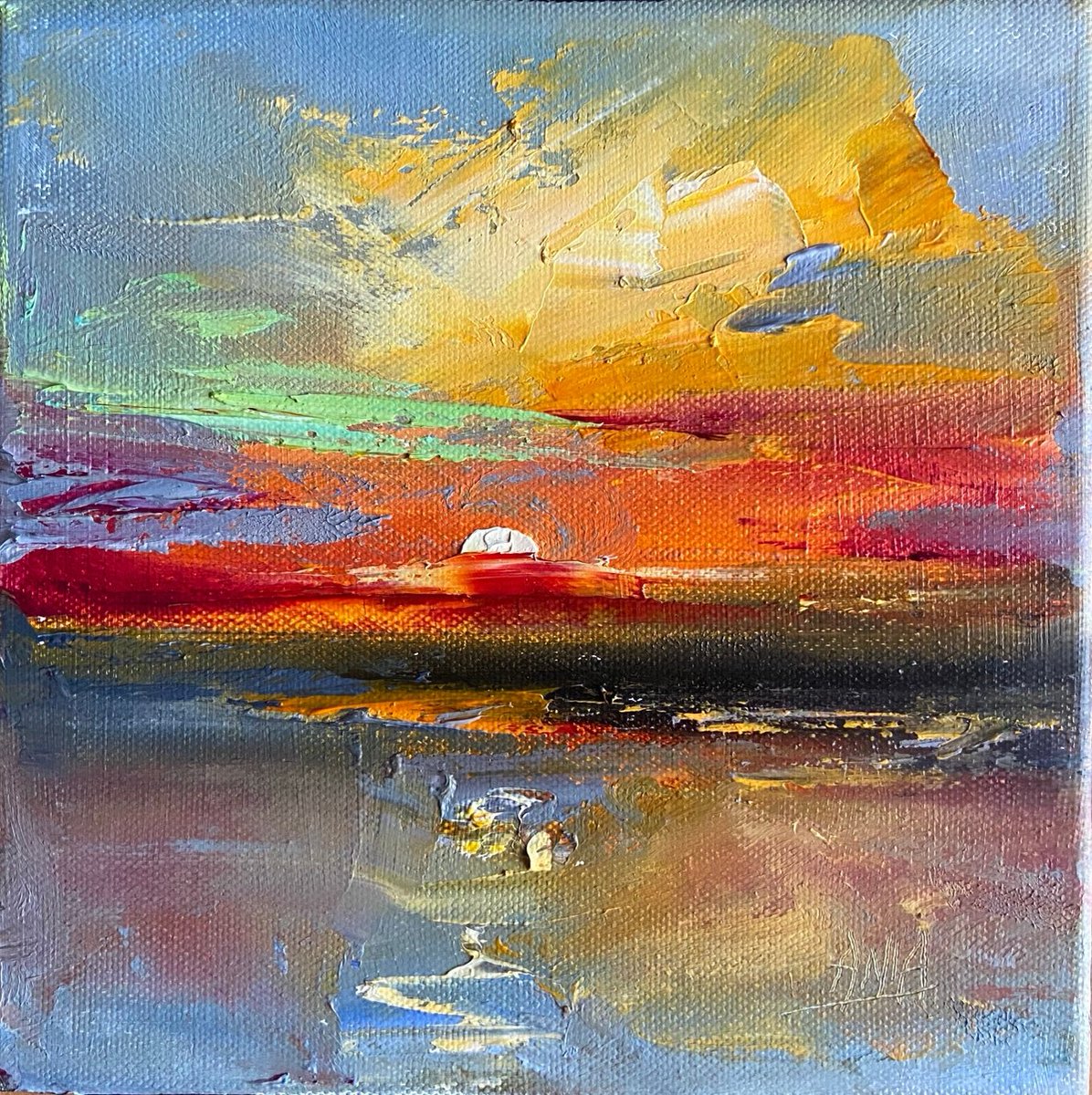 ann00275's tweet photo. Vibrant Sunset 🧡 original artwork, oil painting on canvas. 
For more details and to purchase please visit the link below ⬇️ 
https://t.co/jHYfvOmvCD https://t.co/Dl8y3KNmNb