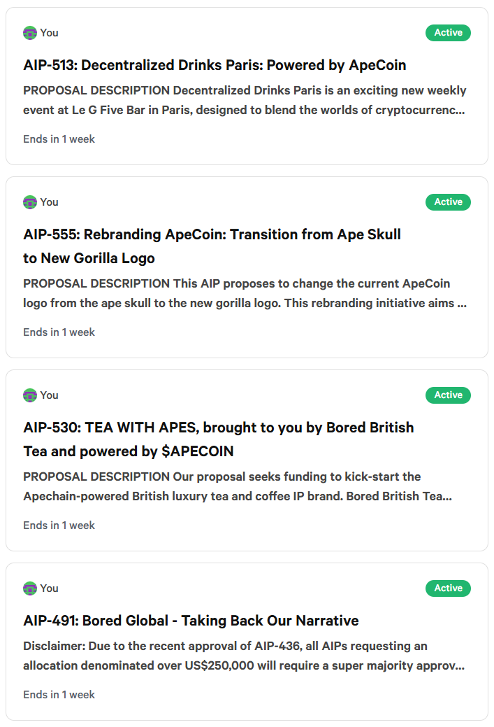Trippies @ApeCoin Delegation Vote Alert: 
AIP's 513, 555, 530 &amp; 491 are now live for vote!
snapshot.org/#/trippiesdele…