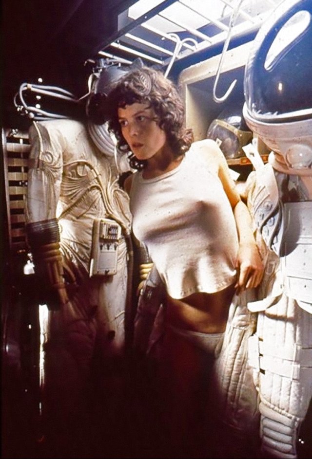 Sigourney Weaver on the set of Alien (1979)