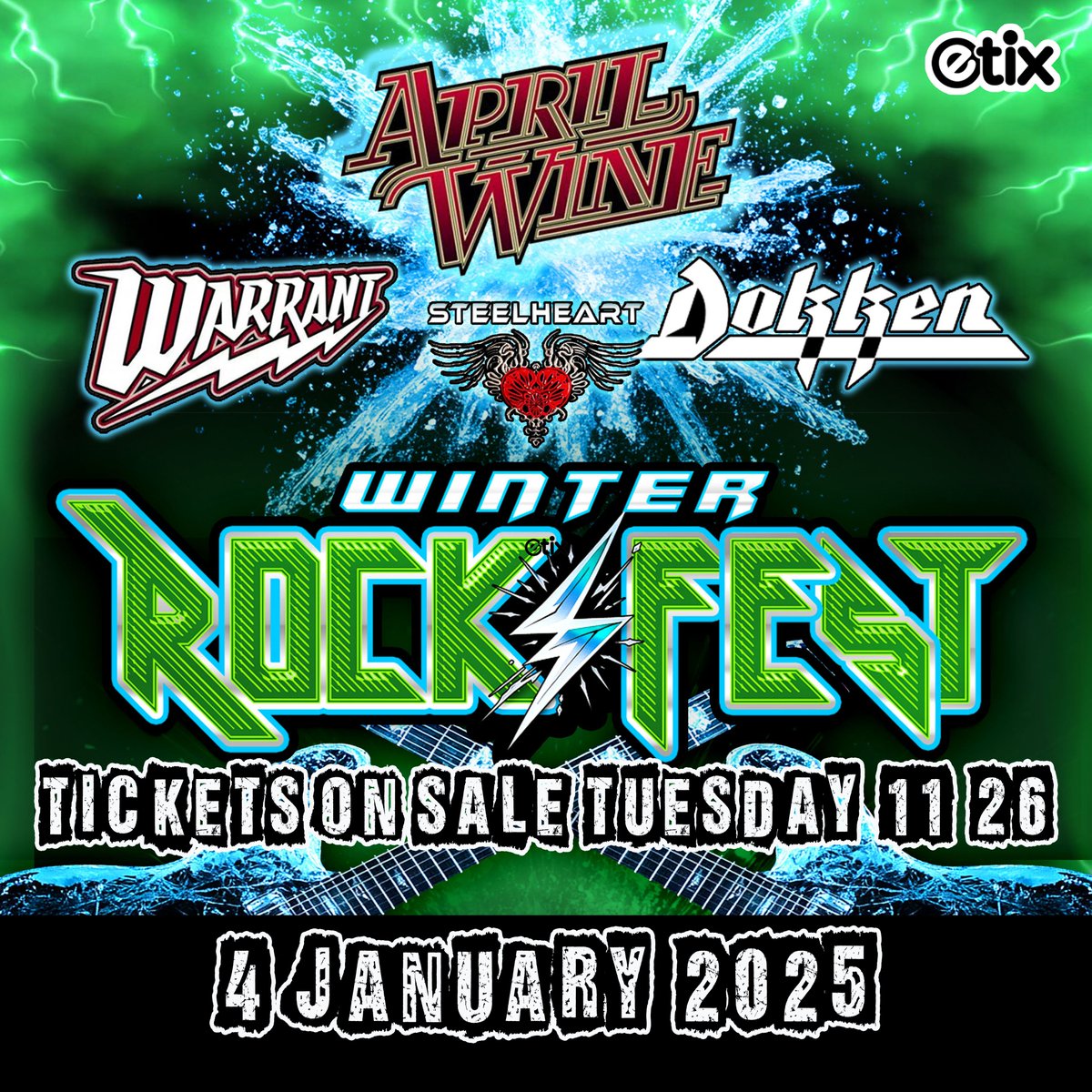 Get ready for the Winter Rock Fest at the <a href="/DortEventCenter/">Dort Financial Center</a> on January 4, 2025. Rocking the New Year with <a href="/AprilWineBand/">April Wine</a> , WARRANT, <a href="/Dokken/">DOKKEN</a>  and <a href="/STEELHEARTBAND/">SteelHeart Band Official</a>.

Tickets go on sale on Tuesday, November 26 at 11am.
🎟️ Dort Financial Center Box Office
🎟️ Etix: