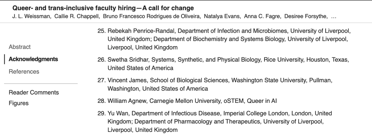 Dr. Geo (Michel Geovanni Santiago-Martínez, PhD) (@geosantiagom) on Twitter photo Is your institution hiring?
Please read these guidelines proposed by members of our Advancing Queer and Trans Equity in Science (AQTES) Consortium to have inclusive hiring processes.
DOI: 10.1371/journal.pbio.3002919
Please share it with your colleagues! Is your institution hiring?
Please read these guidelines proposed by members of our Advancing Queer and Trans Equity in Science (AQTES) Consortium to have inclusive hiring processes.
DOI: 10.1371/journal.pbio.3002919
Please share it with your colleagues!