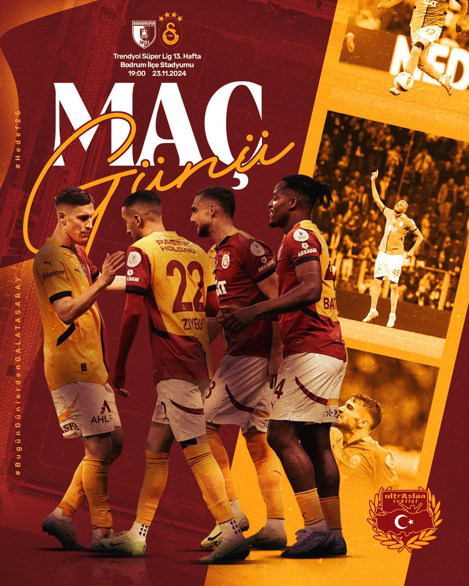 #BugünGünlerdenGALATASARAY 💪

🏆 Trendyol Süper Lig 2024-2025 Şamil Ekinci Sezonu
🗓️ 13. Hafta
⚽ S. Bodrum FK
📆 23.11.2024
⏰ 19.00
📍 AKYOL

#ultrAslanGaziantep