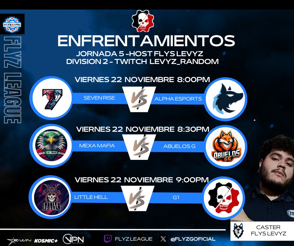 La División 2 nos ha regalado 
Grandes enfrentamientos y 
Nos ha dado grandes sorpresas 
Sigue el camino de estos 12 equipos que buscan clasificar.
Nos vemos en stream hoy 8:00pm

Sponsor 
<a href="/VPN_MEXICO/">Virtual Pro Network México</a> 
<a href="/Kosmicplus/">KOSMIC+</a> 
<a href="/EWINMexico/">EWINMX</a>