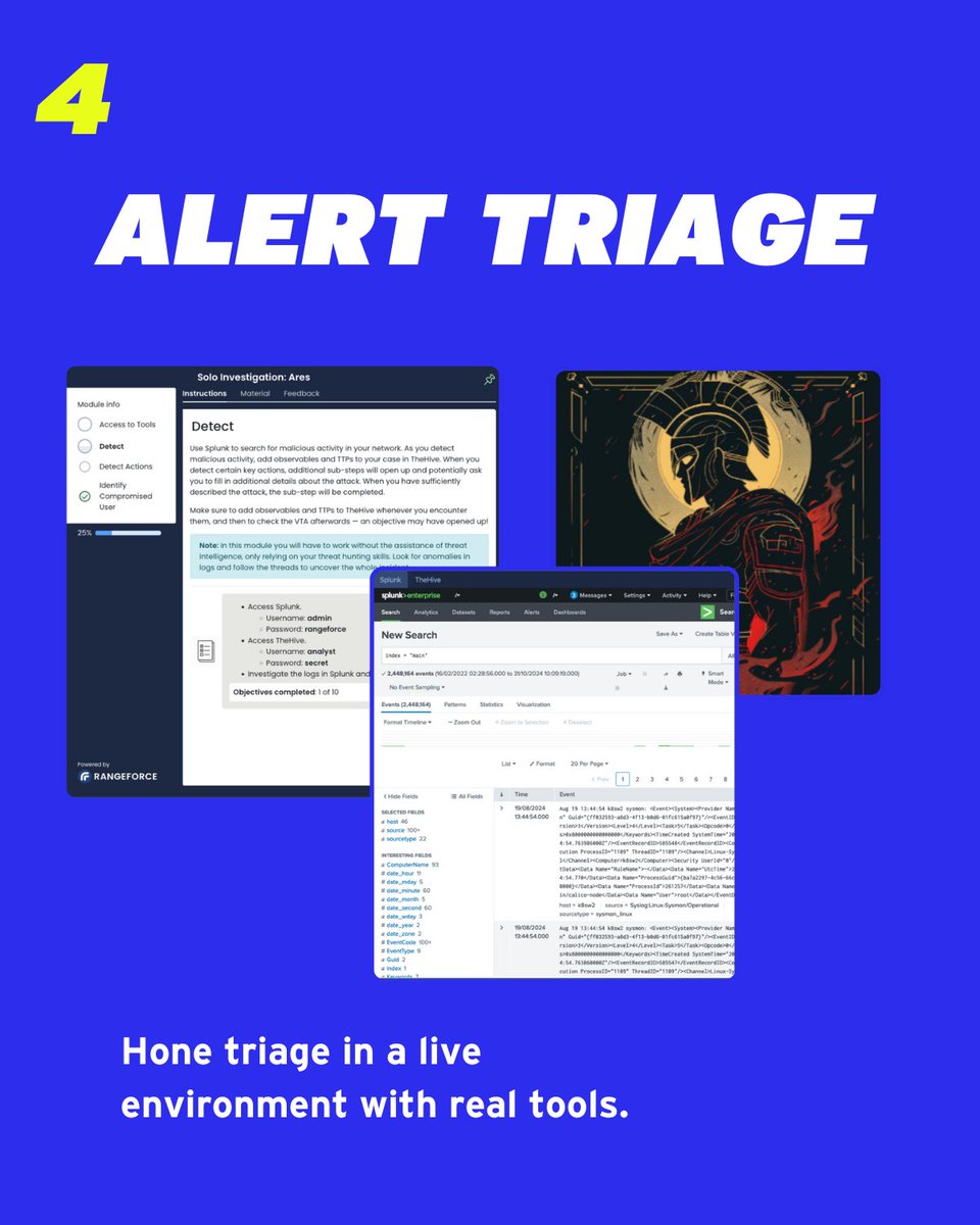 We attack your team in our cloud range. 

Hone soft and technical cyber skills with 4 exercise types.
1️⃣ Severe Compromise
2️⃣ Red Vs Blue 
3️⃣ Under Siege
4️⃣ Alert Triage

See more: rangeforce.com/inside-rangefo…

#cyberrange #cybersecuritytraining #cybersec #cloudsecurity #SOC