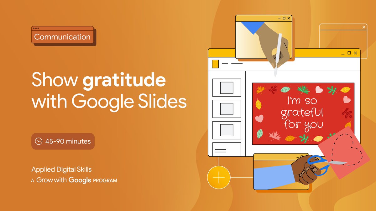 Looking for #Thanksgiving themed classroom activities? Help students show appreciation for important people in their lives as they get creative using #GoogleSlides to create digital thank you cards this holiday season → goo.gle/4hZbK1Y #AppliedDigitalSkills
