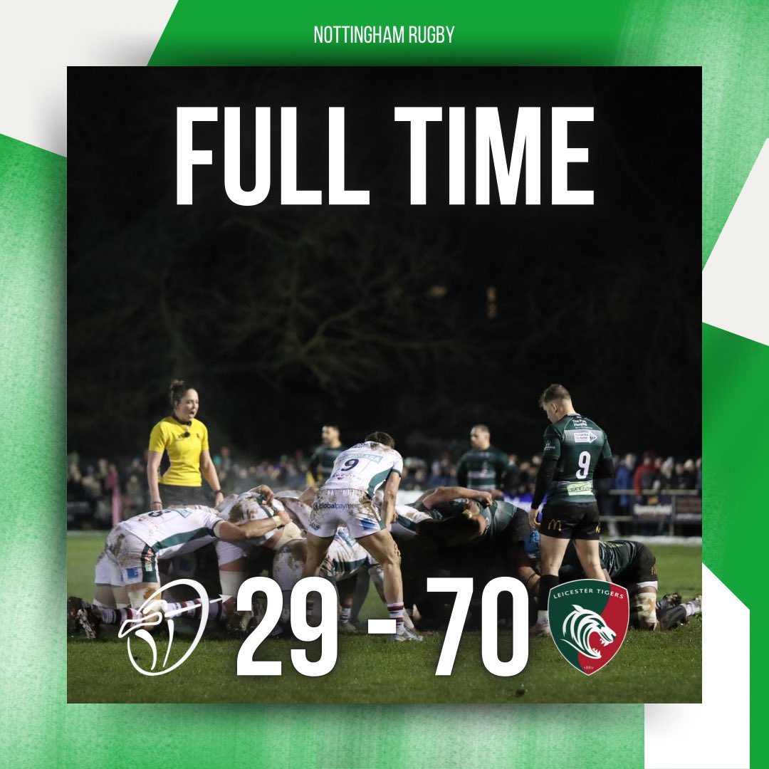 Full time in front of a packed out crowd. Well played <a href="/LeicesterTigers/">Leicester Tigers</a> 👏