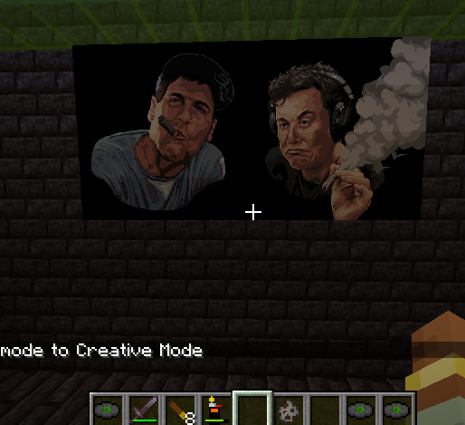 Cocbob69's tweet photo. @Okee_art hey, I was wondering if I can put your Mark Cuban and Elon Musk artwork into a Minecraft mod I was working on? https://t.co/F1hjoXI0cb
