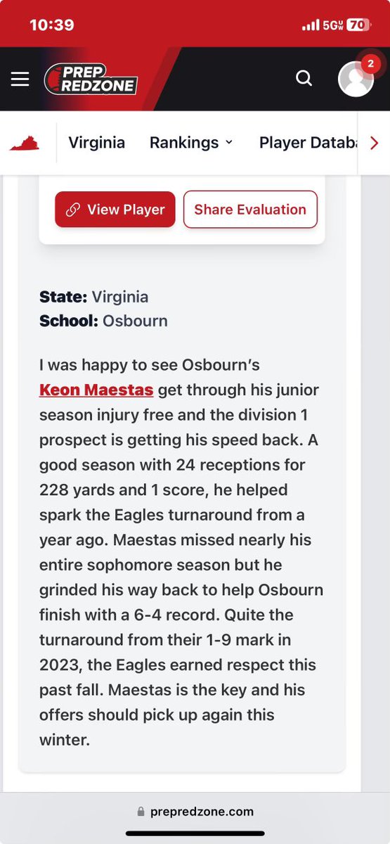 TheKeonMaestas's tweet photo. Thank You @carljfred For The Write Up!
Ready To Grind This Off Szn !! 

Journey Not Finished, They’ll Remember The Name!! Can’t Thank Nobody But God, Family, Coaches, And My Teammates 

@Osbourn_FB @CoachCope703 @PrepRedzoneVA @WillVapreps @TAscension @WRHitList https://t.co/GDwHCDWXls