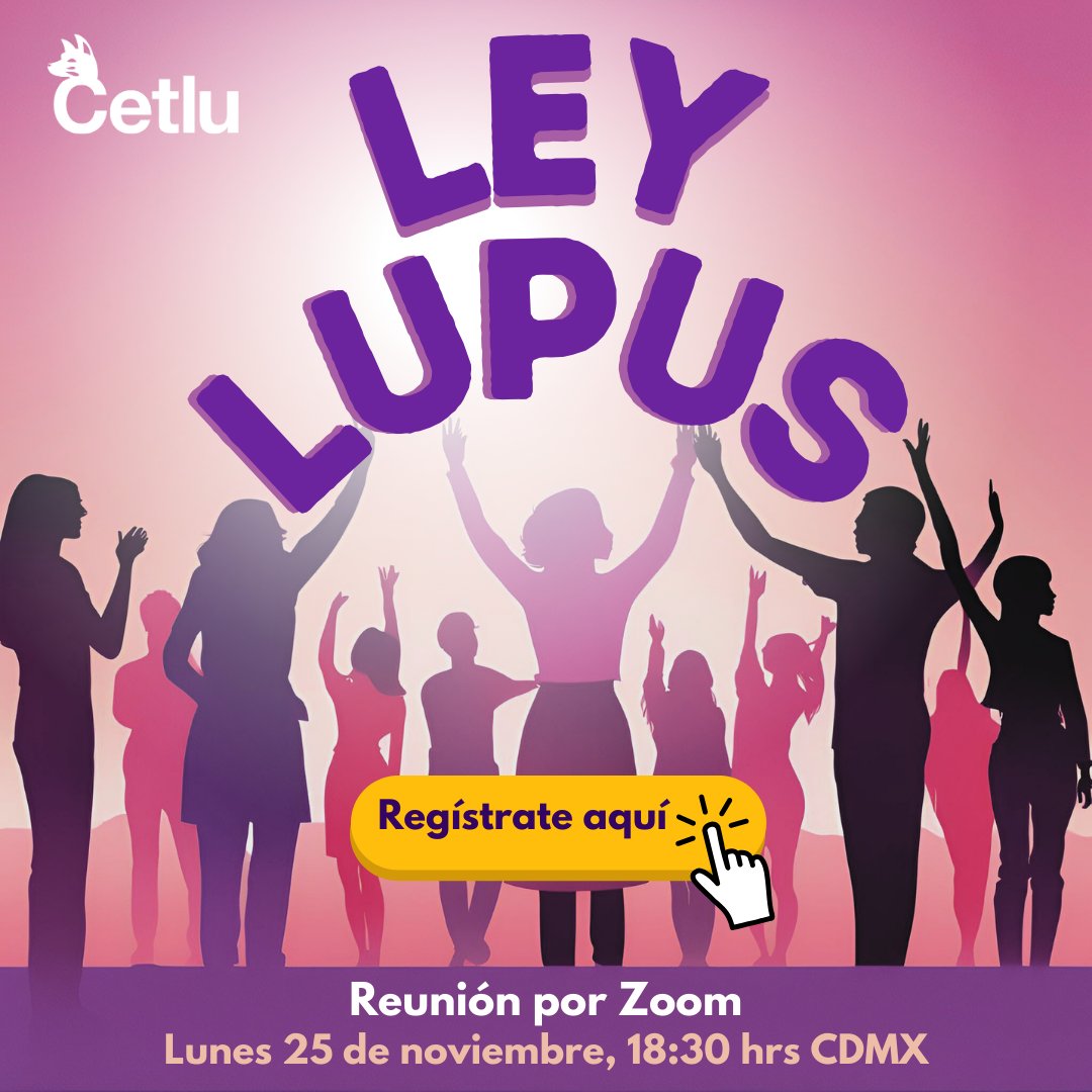 lauraathie's tweet photo. 💜 ¡El momento de actuar es ahora!
📅 Lunes 25 de noviembre | 18:30 hrs (CDMX) 📍 Modalidad: Zoom
Únete a la Reunión Informativa sobre la #LeyLupus y Punto de Acuerdo 🎯 Regístrate para recibir el enlace: https://t.co/VnaCYXOf1G
🤝 Juntas y juntos somos más fuertes. 💪
#Lupus

@Felupus 
@LupusMorelos 
@LupusRgmx 
@DespertarLupus 
@Lupus_Chat 
@LUPUS_MX
@50mas1Mx 
@amaliagarciamx