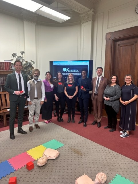 HeartandStroke's tweet photo. Thank you to all the Manitoba MLAs who participated in learning lifesaving CPR and AED skills this week. 
Your enthusiasm was heartwarming, a clear demonstration of your dedication to help #BeatCardiacArrest. 
@NDPcaucus @MBPCcaucus
