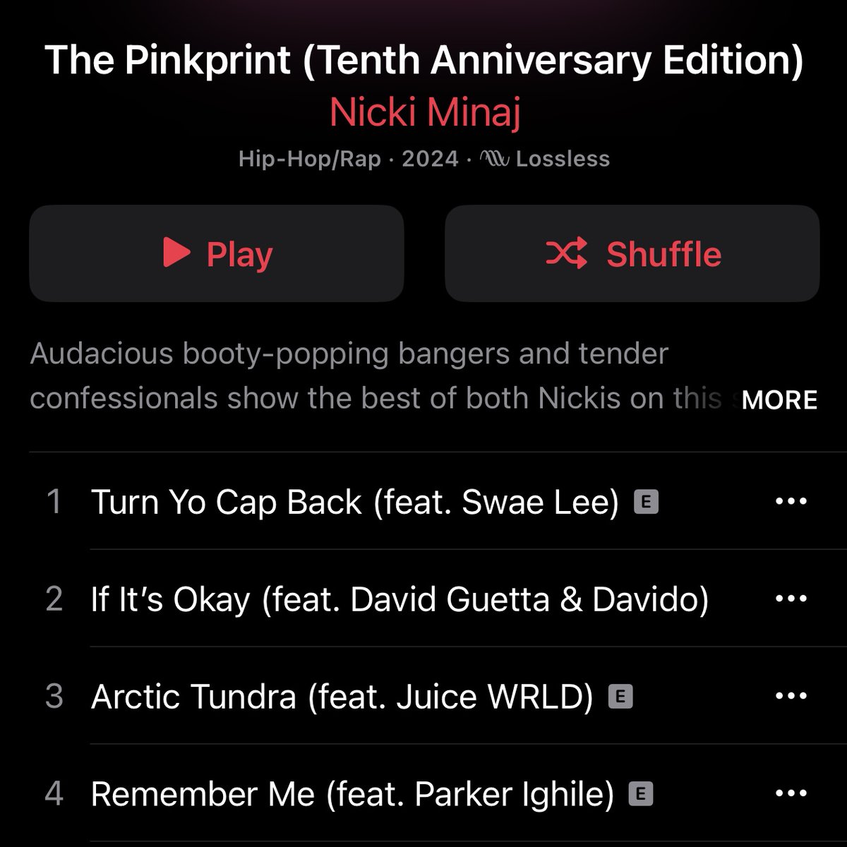 Genius's tweet photo. #nickiminaj releases a 10th anniversary version of 'the pinkprint' with 4 new tracks featuring swae lee, juice wrld, and more 👏 https://t.co/feT6VWTkq9