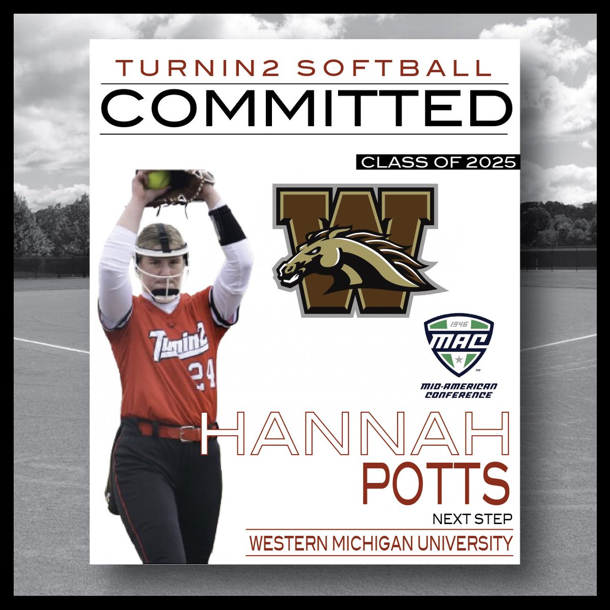Day 5 
• 
Hannah Potts is signed to play Division softball at Western Michigan University. Hannah is the type of player that you want to be on the mound in a big time game. Composed, desires to win and always has her teammates back. She currently plays for Turnin2 Robeson/Long