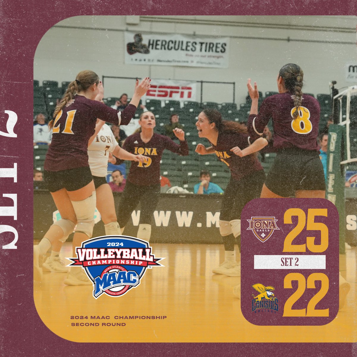 End of Set 2: Iona 25, Canisius 22

Soto counts five kills and an assisted block on the way to a Maroon &amp; Gold 2nd set W!

📺: ESPN +
#GaelNation #MAACVB