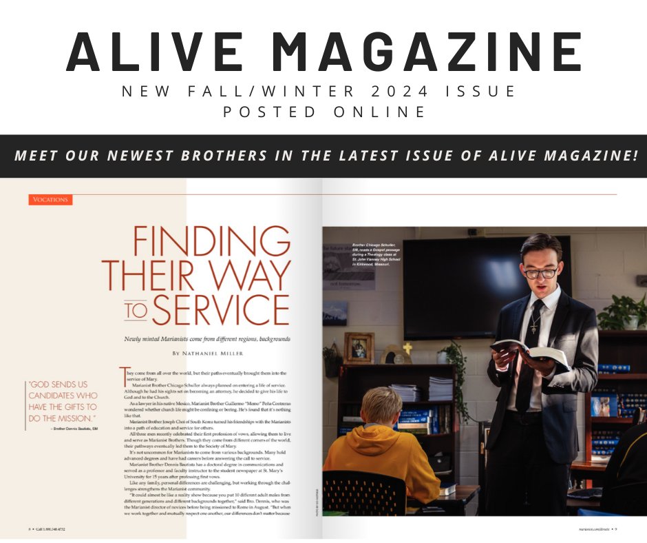 The latest issue of ALIVE Magazine is now online! Meet the newest Marianist Brothers in the Fall/Winter 2024 issue on our website at loom.ly/TfpVwrY.