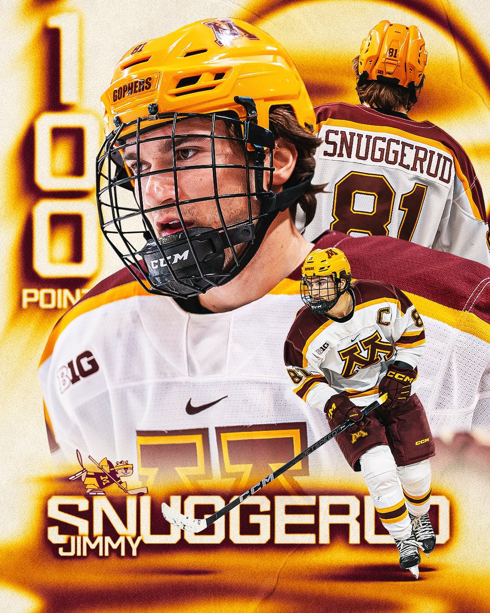 GopherHockey's tweet photo. 💯 for 8️⃣1️⃣

Congratulations to Jimmy Snuggerud on reaching 100 career points!

#PrideOnIce https://t.co/F3YHUpyBDg