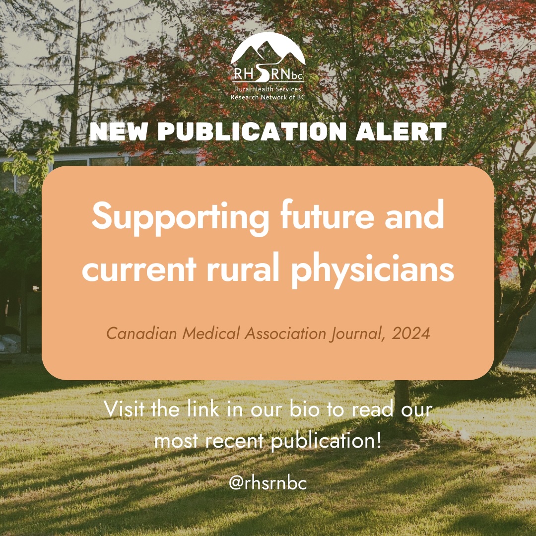 HOT OFF THE PRESS 🌟
Read our latest publication on supporting rural physicians!!

Read it here: doi.org/10.1503/cmaj.2…

#ruralhealth #ruralresearch #healthservices