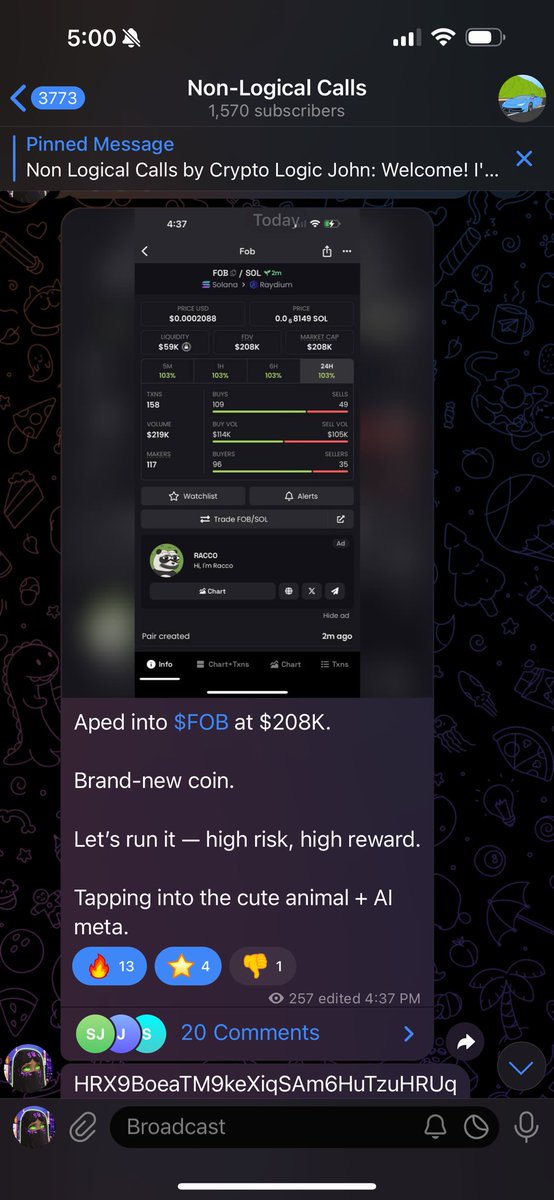 cryptologicjohn's tweet photo. 🐾 Cute Animal Meta meets AI innovation?

Just aped $FOB (@Fob_alien) on $SOL 🟢

Spotted early by the TG crew at $200K MC 🤝 Now cruising past $500K and gaining insane momentum 📈🚀

CA: HRX9BoeaTM9keXiqSAm6HuTzuHRUqTfwixXXBXW4pump https://t.co/ChsxQTzi4Y
