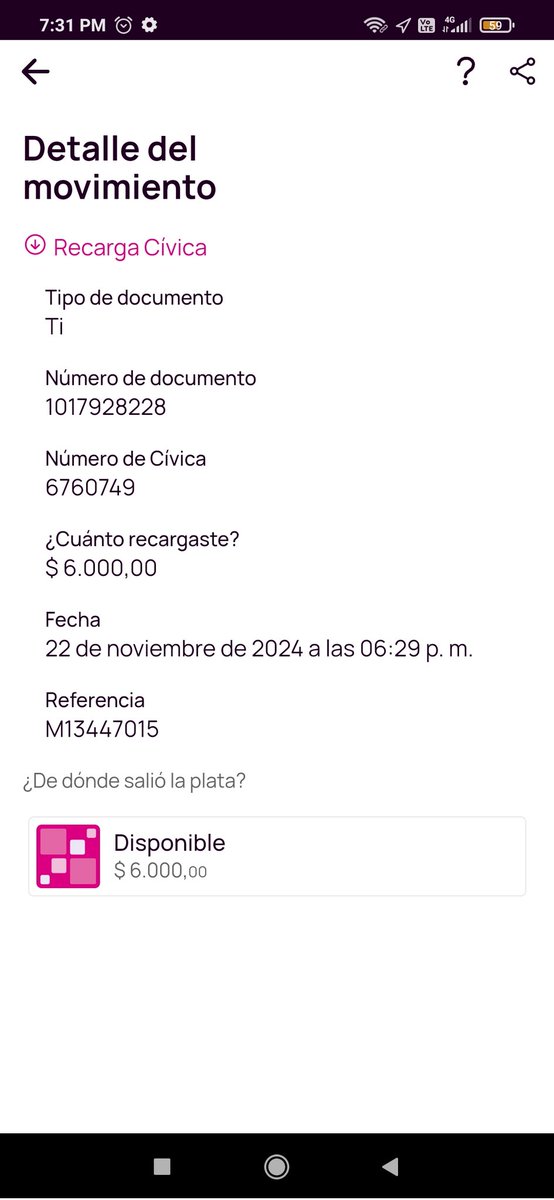 Olaya_09's tweet photo. Ey @Nequi que paso acá? La cívica no se me recargo y eso que la active https://t.co/iaocUSLpp2