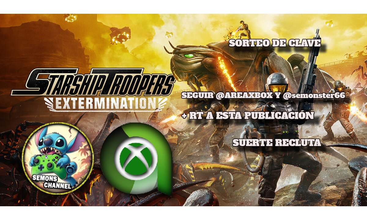 🔘 SORTEAMOS una copia de Starship Troopers para #Xbox, por si queréis uniros a la lucha espacial.

✅ Sigan a @AreaXbox 
✅ Mi canal: youtube.com/c/SemonsChannel
🔄 RT/RP esta publicación
🌐 Sorteo global

Contactaré con los ganadores el lunes 25! Suerte.