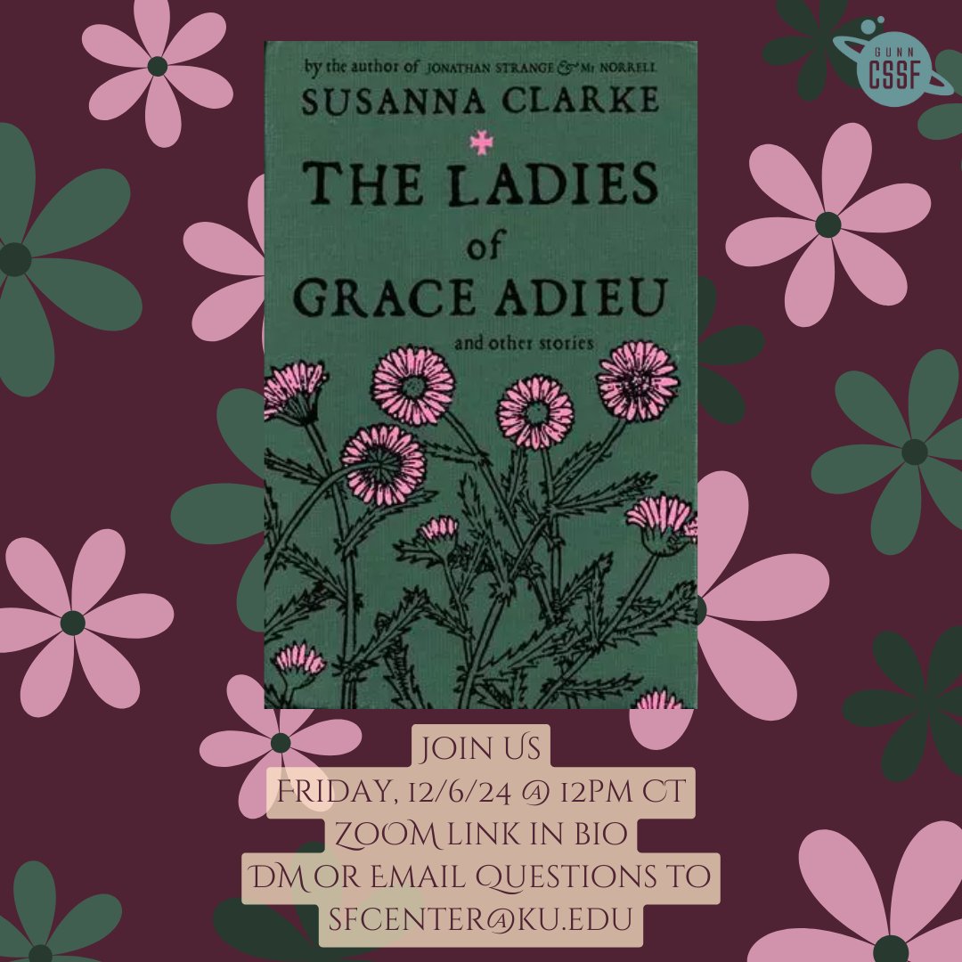 📖 Join us for our December Virtual Book Club! This month, we’re reading “The Ladies of Grace Adieu” by Susanna Clarke.

🗓️ Date: Friday, Dec 6
🕛 Time: 12:00 PM CT
💻 Zoom link in bio

Don’t miss this enchanting discussion—see you there! ✨ #SciFiBookClub #SpeculativeFiction #KU
