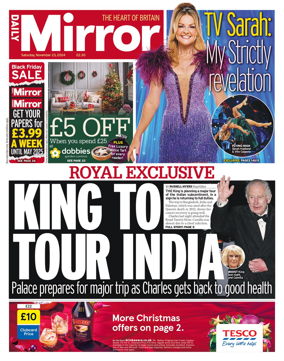DailyMirror's tweet photo. Saturday's front page: King to tour India 
https://t.co/v0a0O8Ycgp #TomorrowsPapersToday https://t.co/e57xoXAN2A