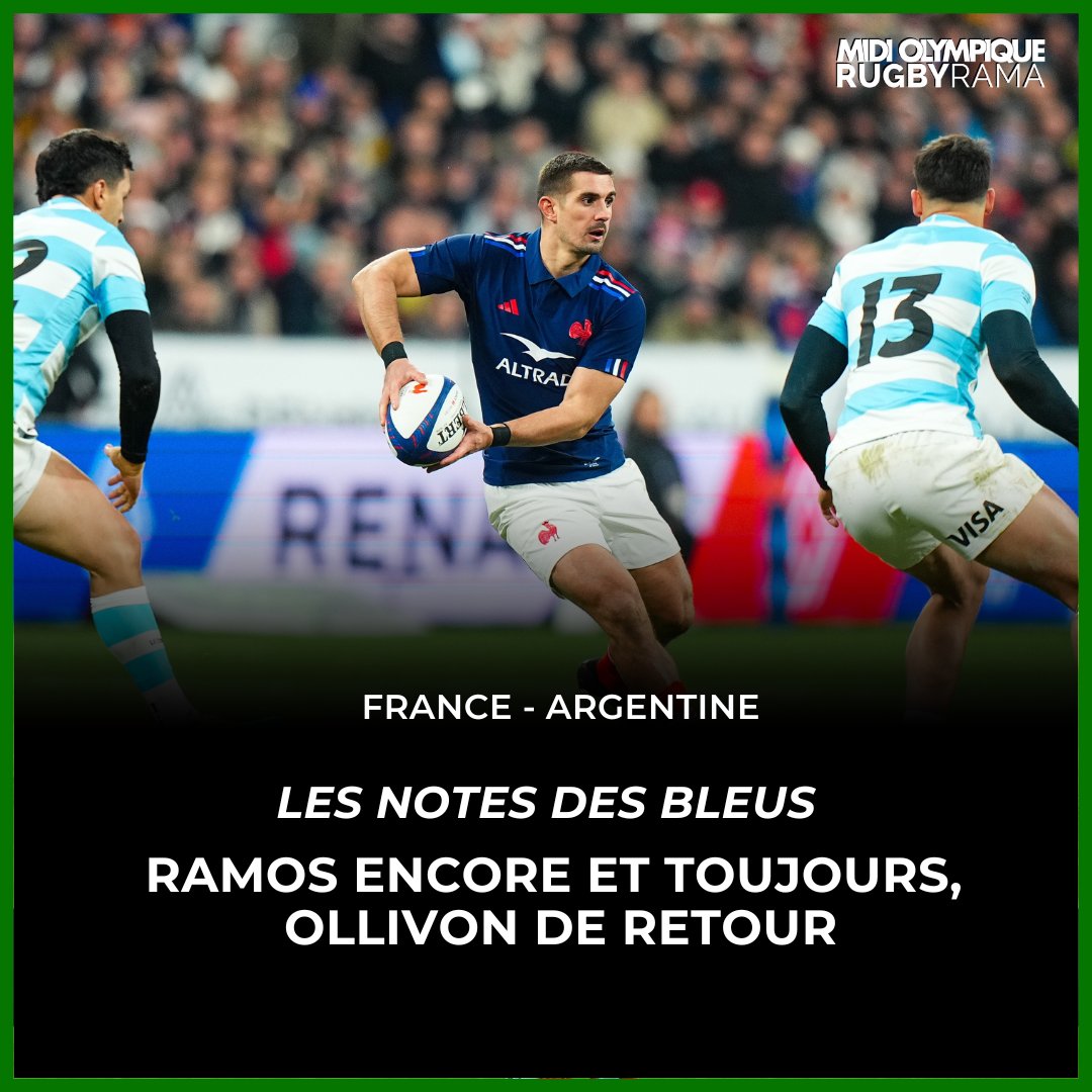 RugbyramaFR's tweet image. 📈📉 LES NOTES DES BLEUS &amp;gt; tinyurl.com/4p86nt88

Le succès des Bleus a été marquée par la nouvelle belle prestation de Thomas Ramos en 10, l’abattage de Charles Ollivon en 8 et l’entrée en jeu convaincante de Reda Wardi !

#XVdeFrance #NeFaisonsXV #FRAARG 🇫🇷🇦🇷