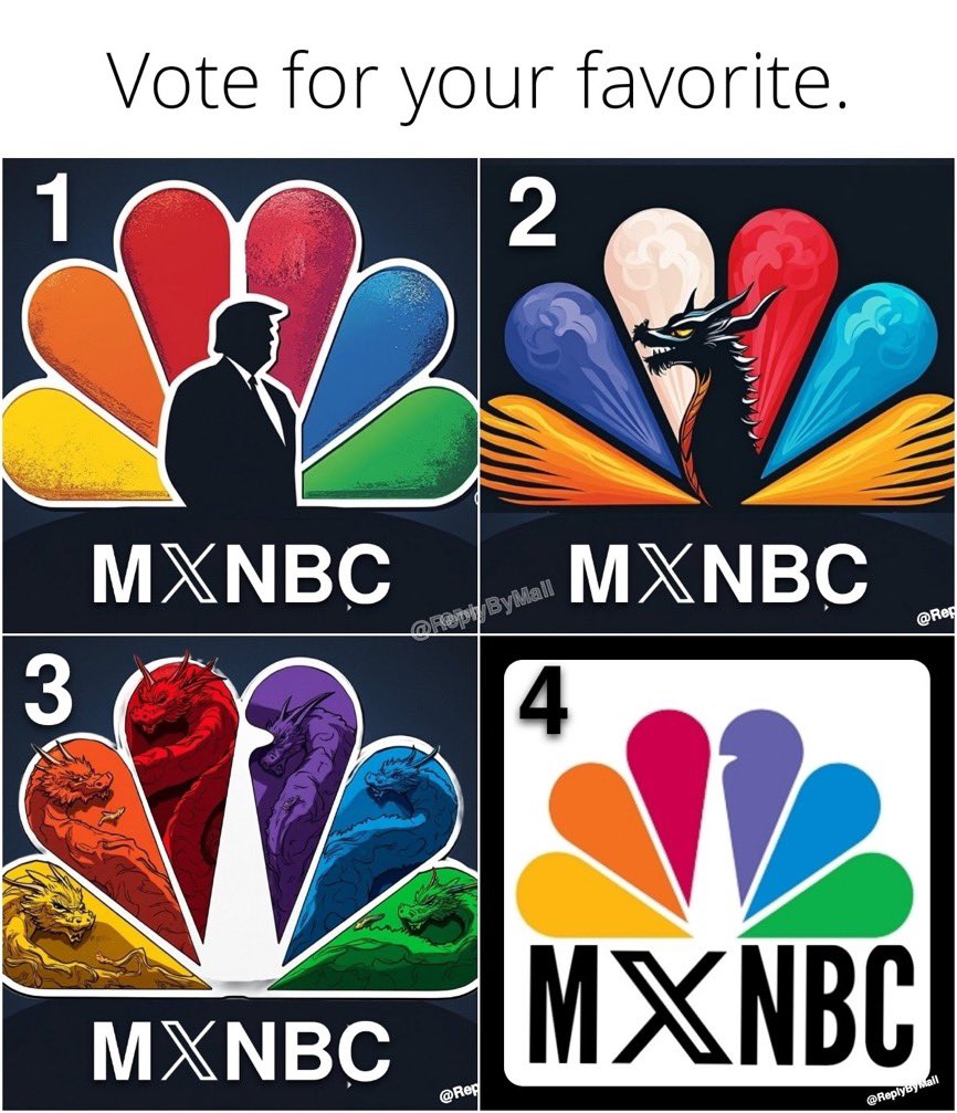 New logo for Trump/Elon MSNBC acquisition…  Which one?