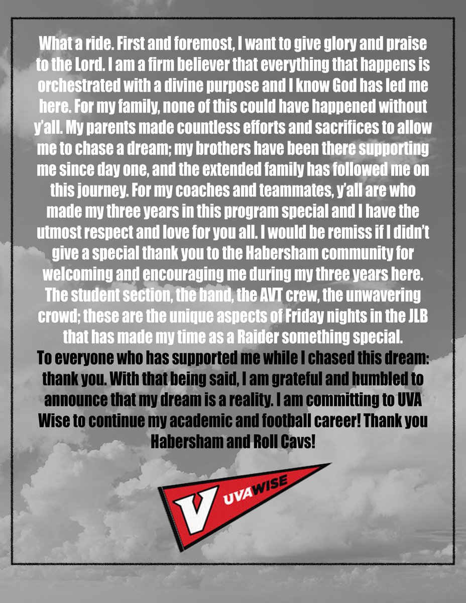 Blessed to announce my commitment to UVA Wise! Thank you Lord!
