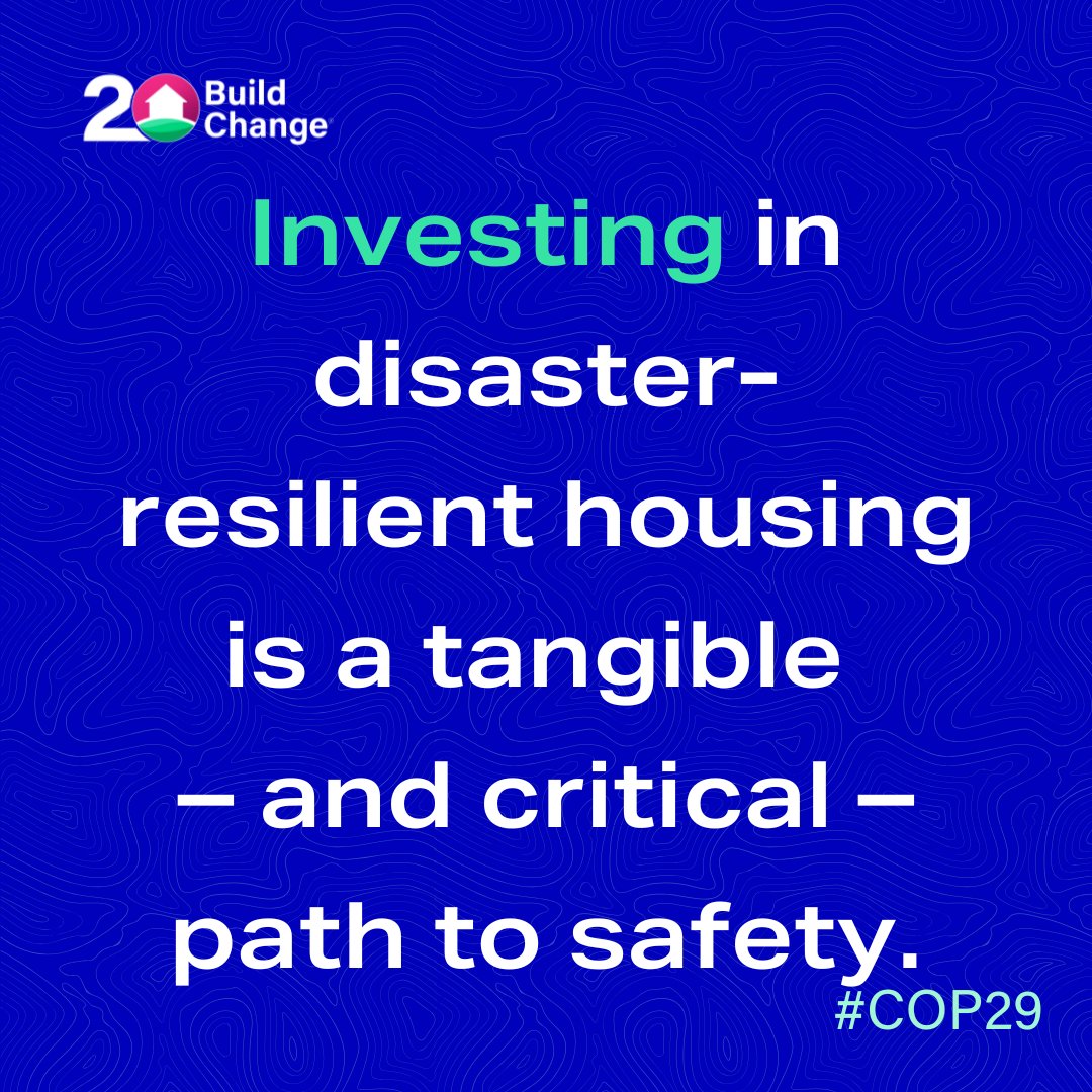 Build Change (@buildchange) on Twitter photo Housing is climate action. COP29 showcased the urgent need to elevate housing as its own SDG. 🌍 Let's secure climate resilience for vulnerable communities. Read more from <a href="/m_d_schroeder/">Monica Schroeder</a> on our efforts at COP29: ow.ly/xOCl50Ue8JP
#COP29 #ResilientHousing #SDGs. Housing is climate action. COP29 showcased the urgent need to elevate housing as its own SDG. 🌍 Let's secure climate resilience for vulnerable communities. Read more from <a href="/m_d_schroeder/">Monica Schroeder</a> on our efforts at COP29: ow.ly/xOCl50Ue8JP
#COP29 #ResilientHousing #SDGs.