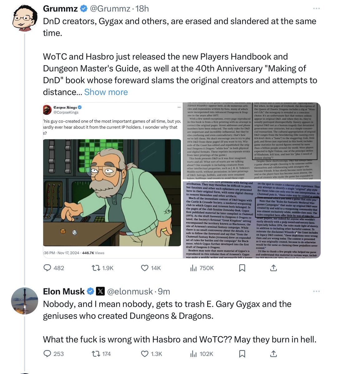 > Create popular post with 450K views.
> <a href="/Grummz/">Grummz</a> screencaps (no RT, no tag, no shout-out lol)
> <a href="/elonmusk/">Elon Musk</a> comments
> 1.1 million views.
> Can a tiny account get some love?