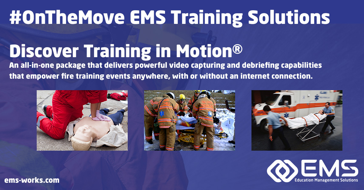 🚑 New from <a href="/EMS_Works/">Education Management Solutions (EMS)</a>! Training in Motion®: Your #OnTheMove Training Solution
 An all-in-one package delivering powerful video capture &amp; debrief capabilities anywhere, with or without an internet connection, Training in Motion redefines mobile training >> hubs.li/Q02NnHLF0