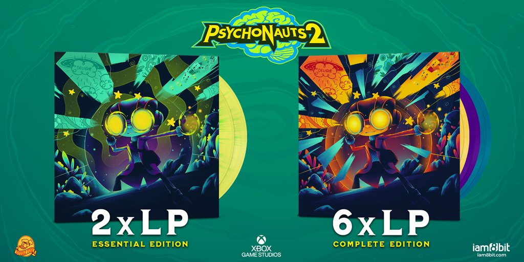 You can get our Psychonauts 2 soundtrack in 2 varieties:

🎪 The 2xLP Essential Edition features a selection of tracks by <a href="/PeterNMcConnell/">Peter McConnell</a> + <a href="/DoubleFine/">Double Fine</a>
 
🥓  The 6xLP Complete Edition features all 3 volumes of the soundtrack on 6 psychedelic discs

bit.ly/iam8bit-blackf…