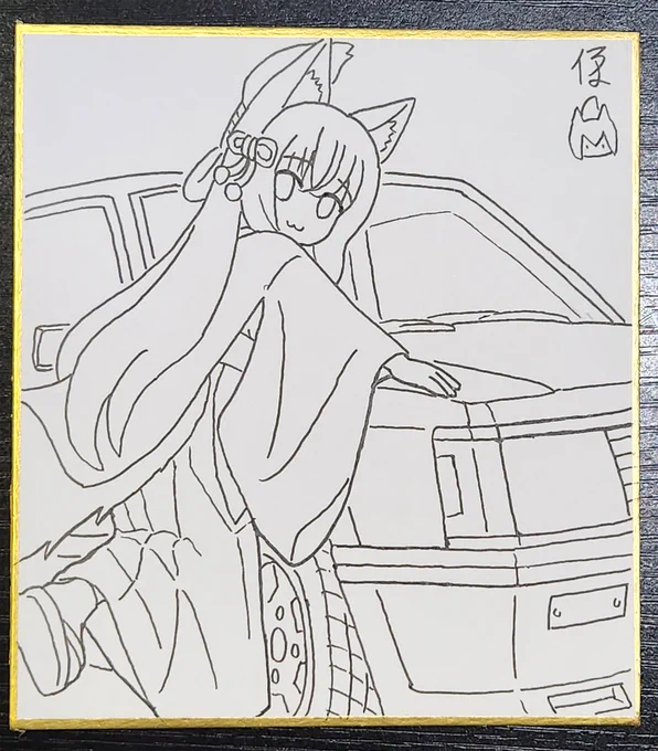10月に描いた色紙イラスト
新旧ラリーカー
三菱ランサーEXターボICとスバルVAB型 WRX STI

今の依頼絵が終わったらまたうちの子を描きたいとです 