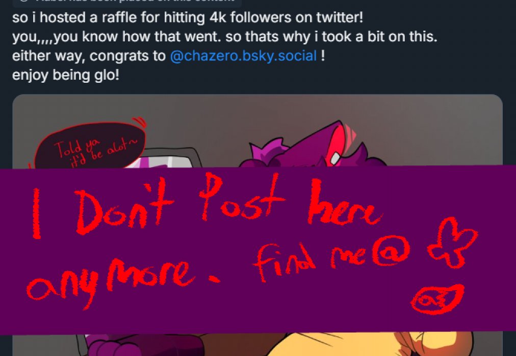 you can find me at a couple places
bsky.app/profile/gloedi…
furaffinity.net/user/gloedik
picarto.tv/gloedik
discord.gg/gloedik
ill still look at and retweet stuff here, just no more posting