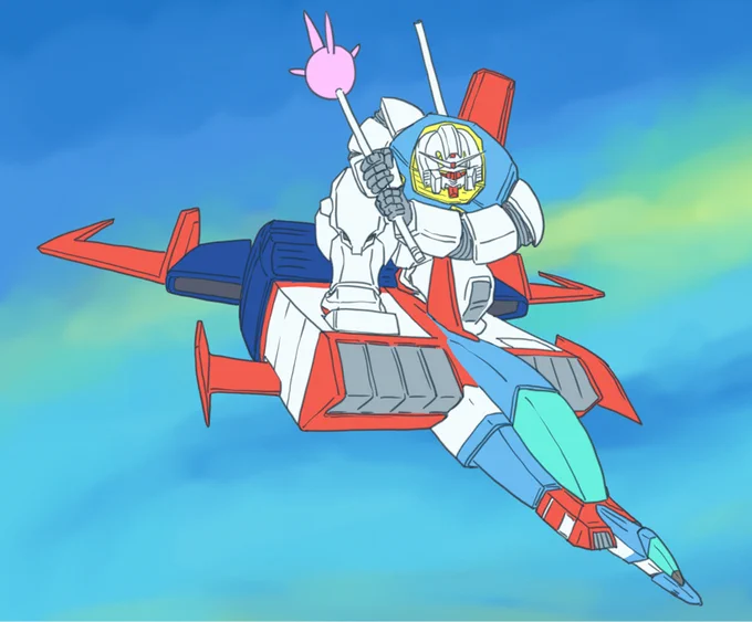 Gスカイ・イージーのコアファイターがデカいデカい言われるこのシーンだけど、ガンダムが乗っている部分はBパーツとの間の接続部分でガンダムを乗せる為の中間パーツなのではないか?という解釈を提唱します。 