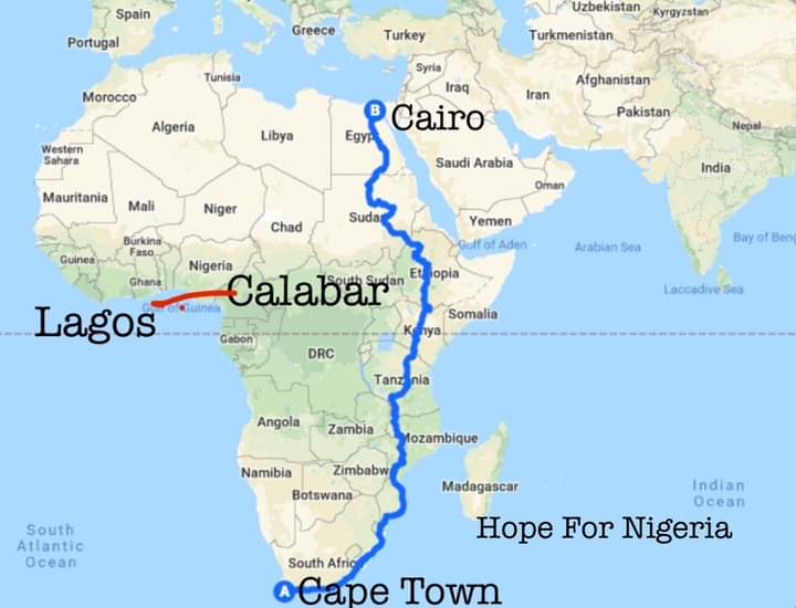 HIGHWAY TO POVERTY. 
Lagos 🇳🇬 to Calabar 🇳🇬 Highway - 700KM - N15trn ($11Bn).
 
Cairo 🇪🇬 to Cape Town 🇿🇦 Highway - 1,156KM - $1.6Bn (African longest highway).

Continue to SHARE THIS POST UNTIL THEY CANCEL THIS CONTRACT AND OPEN A TRANSPARENT BID FOR IT. 

HOW DID NIGERIANS