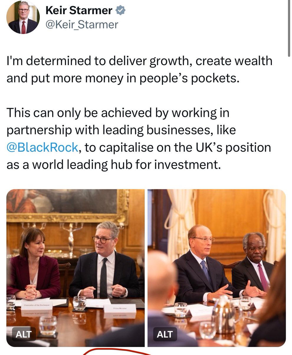 DuPont, Cargil + Monsanto bought up 30% of Ukraines farmland. 
Who owns those companies.Blackrock.   Who own the defense companies building weapons to destroy Ukraine. Blackrock.. Who has the contracts to rebuild Ukraine. Blackrock. 

Who is <a href="/Keir_Starmer/">Keir Starmer</a> working with. Blackrock